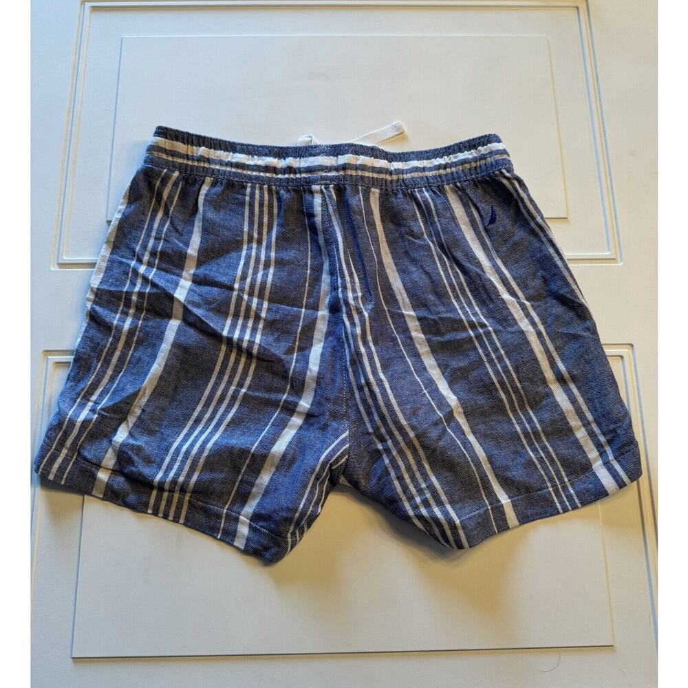 NAUTICA Women's Blue Shorts Size S Small Striped Linen Boho Pockets - Picture 3 of 6
